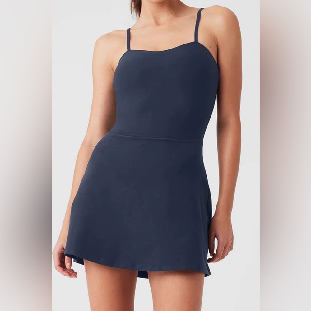 Alo Yoga Alosoft Courtside Tennis Dress blue gym fitness shorts pockets - Picture 2 of 4